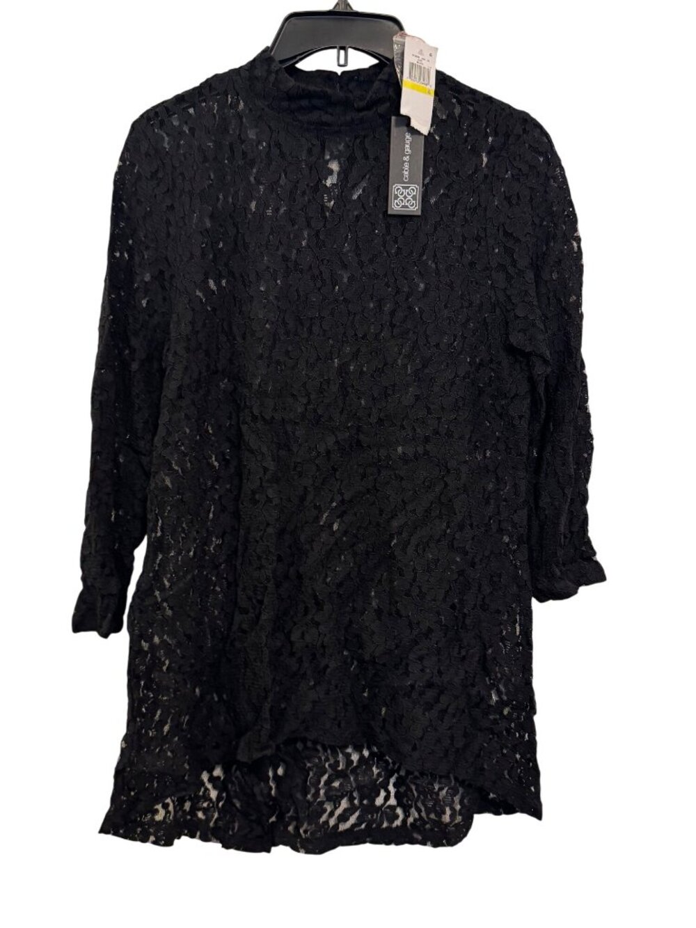 Cable & Gauge Black Lace Knit Tunic dress Size Medium